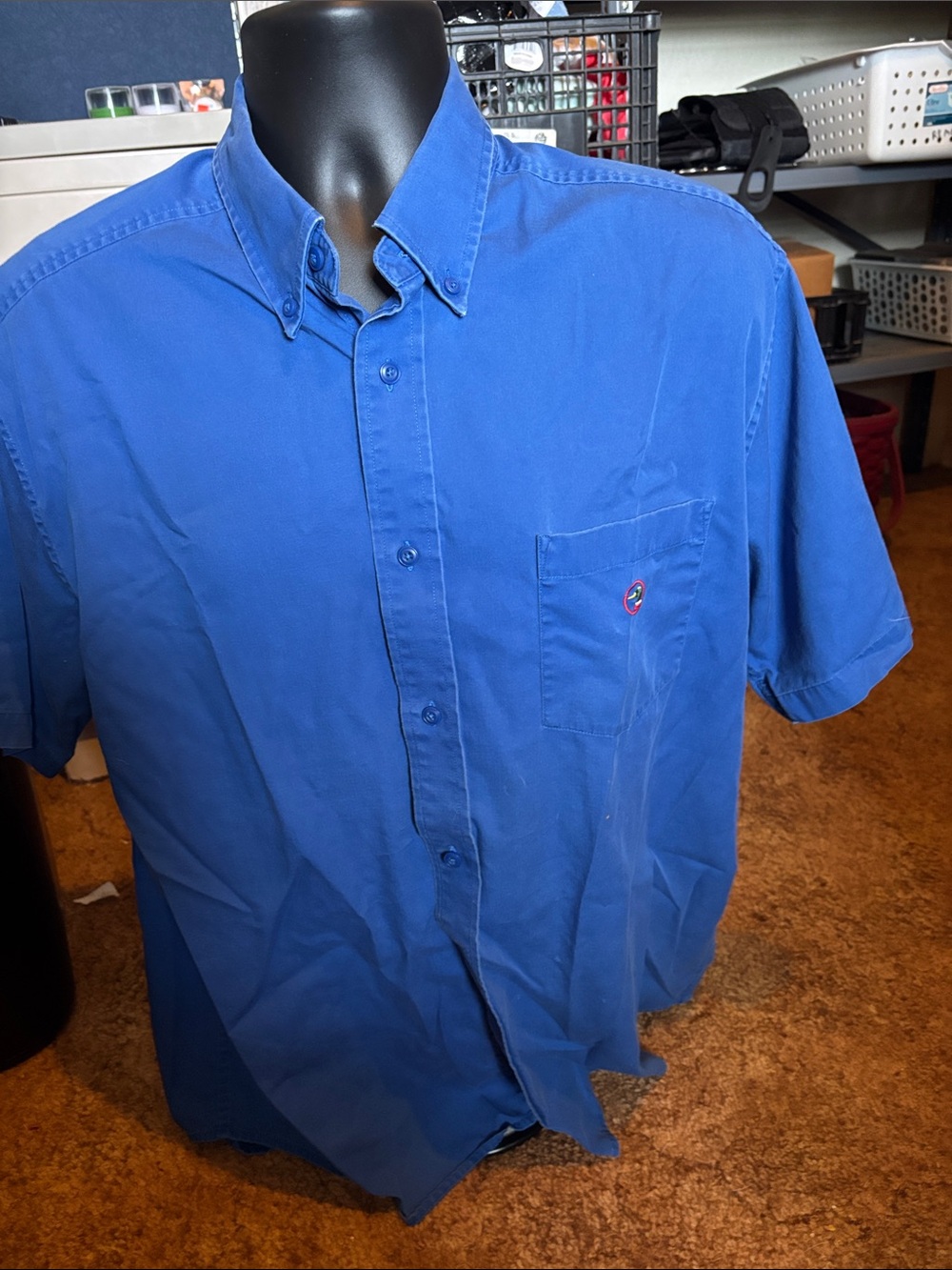 Duck Head Men's Short-Sleeve Button-Down Shirt - Royal Blue Sz L